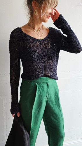 Spodnie jedwabne Massimo Dutti zielone vintage