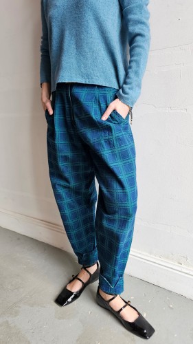 Spodnie denim w kratę vintage