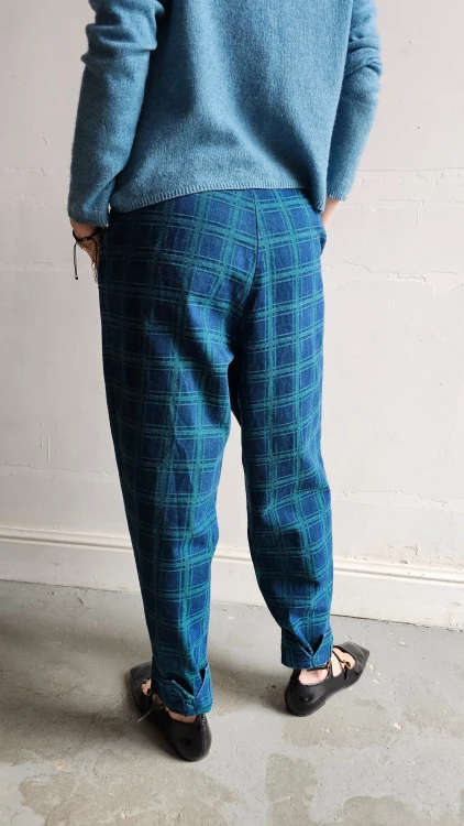 Spodnie denim w kratę vintage