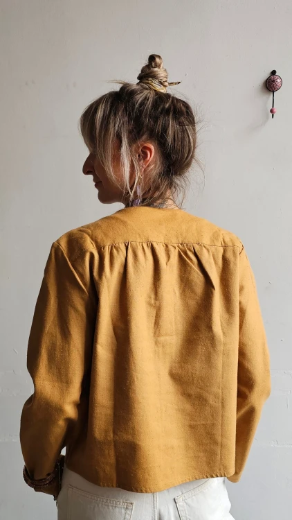 Koszula bawełniana vintage musztardowa lekka